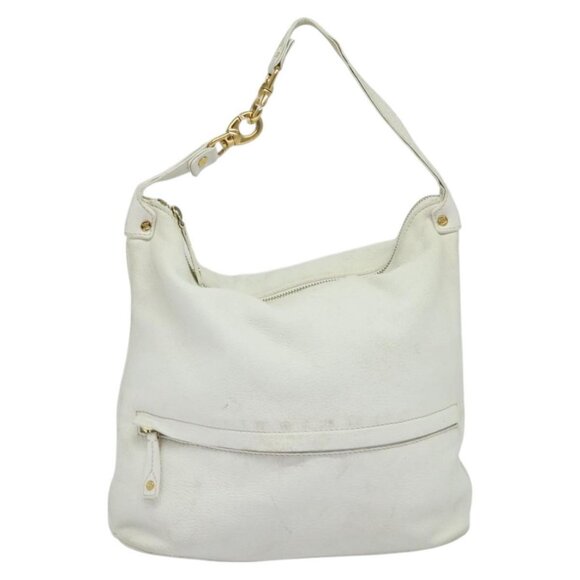 CELINE Shoulder Bag Leather White Auth fm4520 - Picture 2 of 14